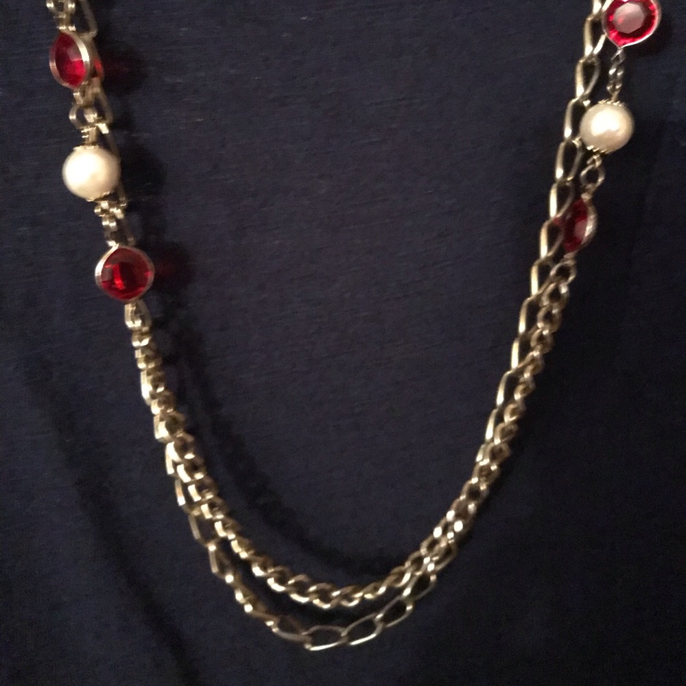 ❤️Vintage Double Strand Chain Gem Necklace EUC❤️